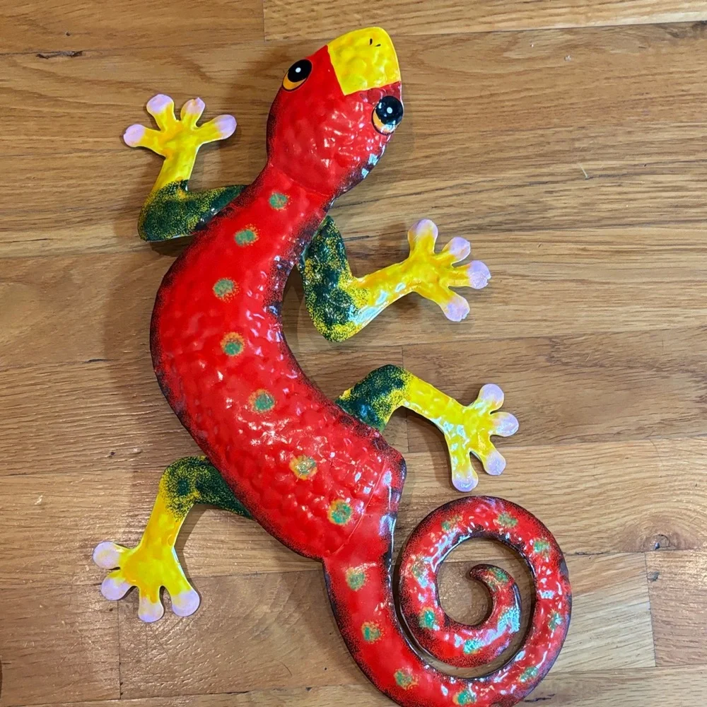 Vibrant Gecko Wall Art Set - Red and Green - Picture 4 of 6